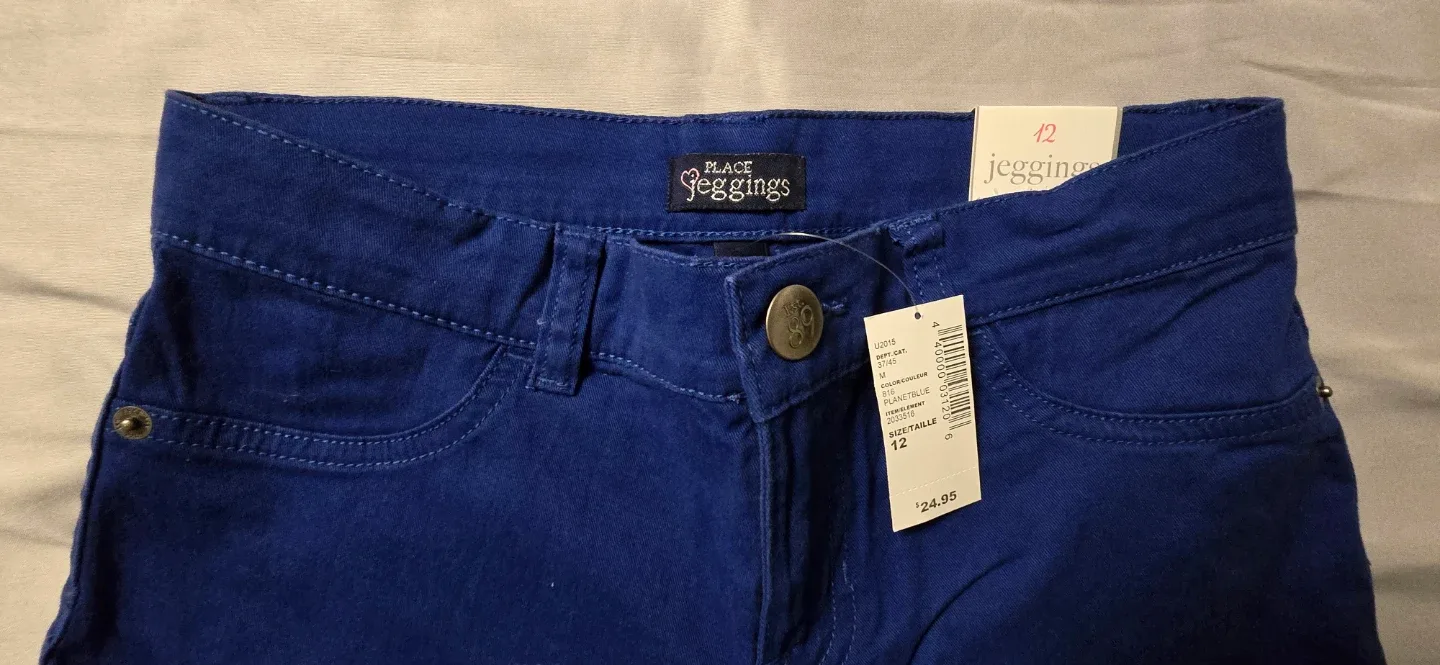 NEW! The Children's Place Royal Blue Jeggings! Girl's Size 12 image indicator(3)