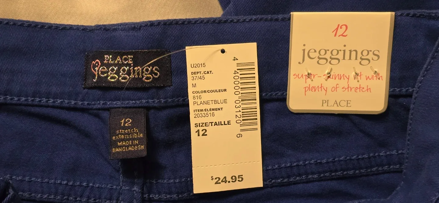 NEW! The Children's Place Royal Blue Jeggings! Girl's Size 12 image indicator(7)