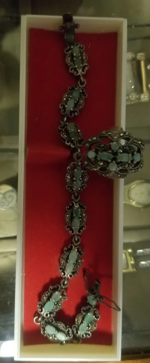 Vintage Bracelet and Ring Set 925 silver stamped