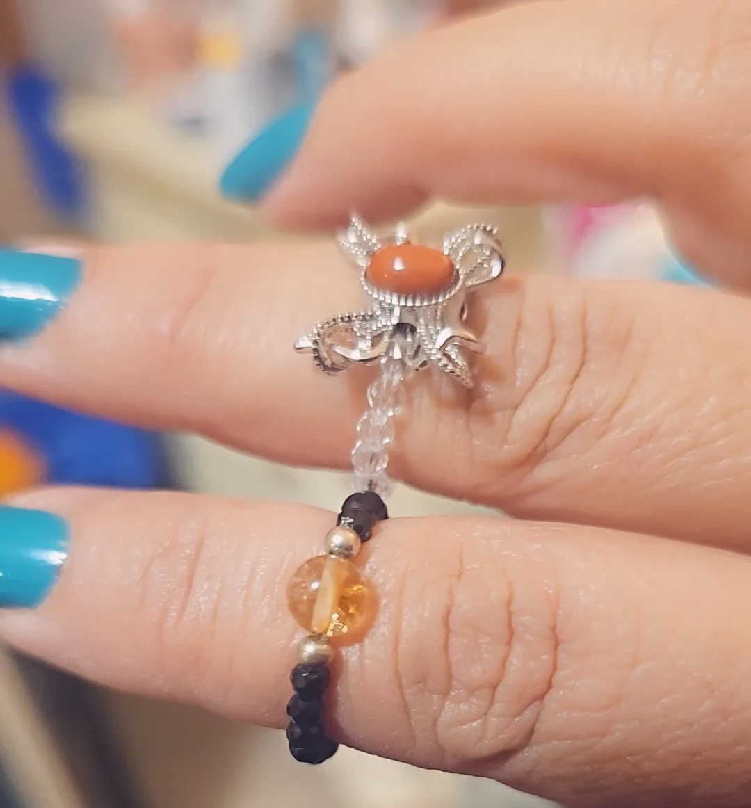 Handmade Beaded Rings with natural crydyals