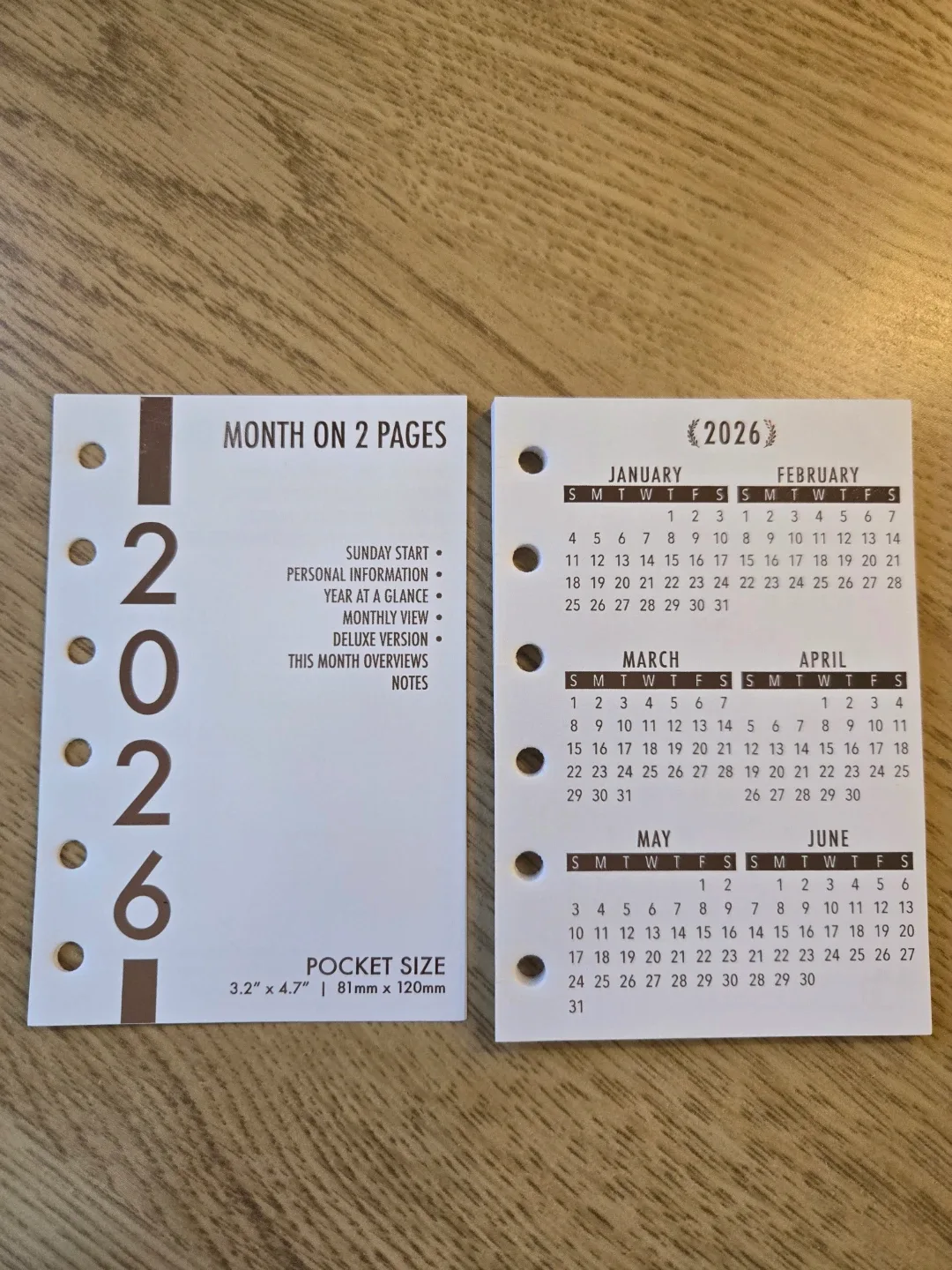 2026 Pocket Monthly Planner inserts