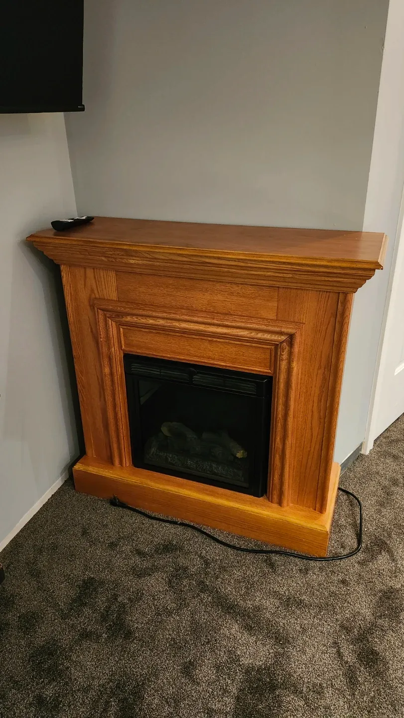 Electric Fireplace with Wood Mantel