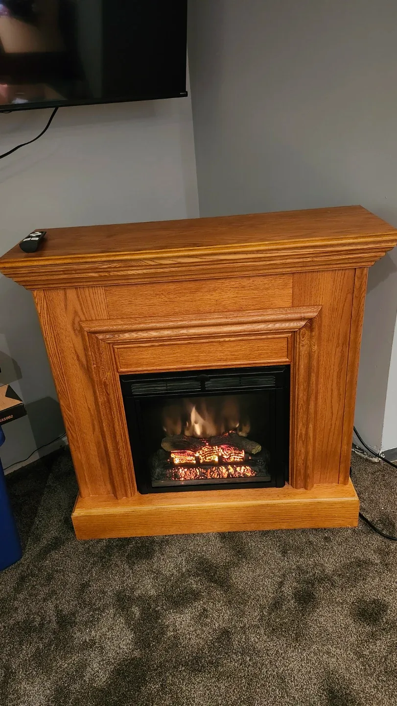 Electric Fireplace with Wood Mantel image indicator(2)