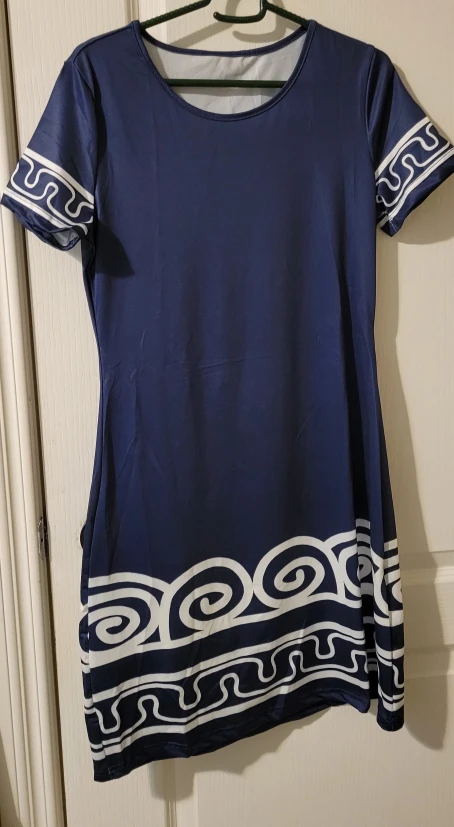 Blue Dress with White Pattern - photo 2