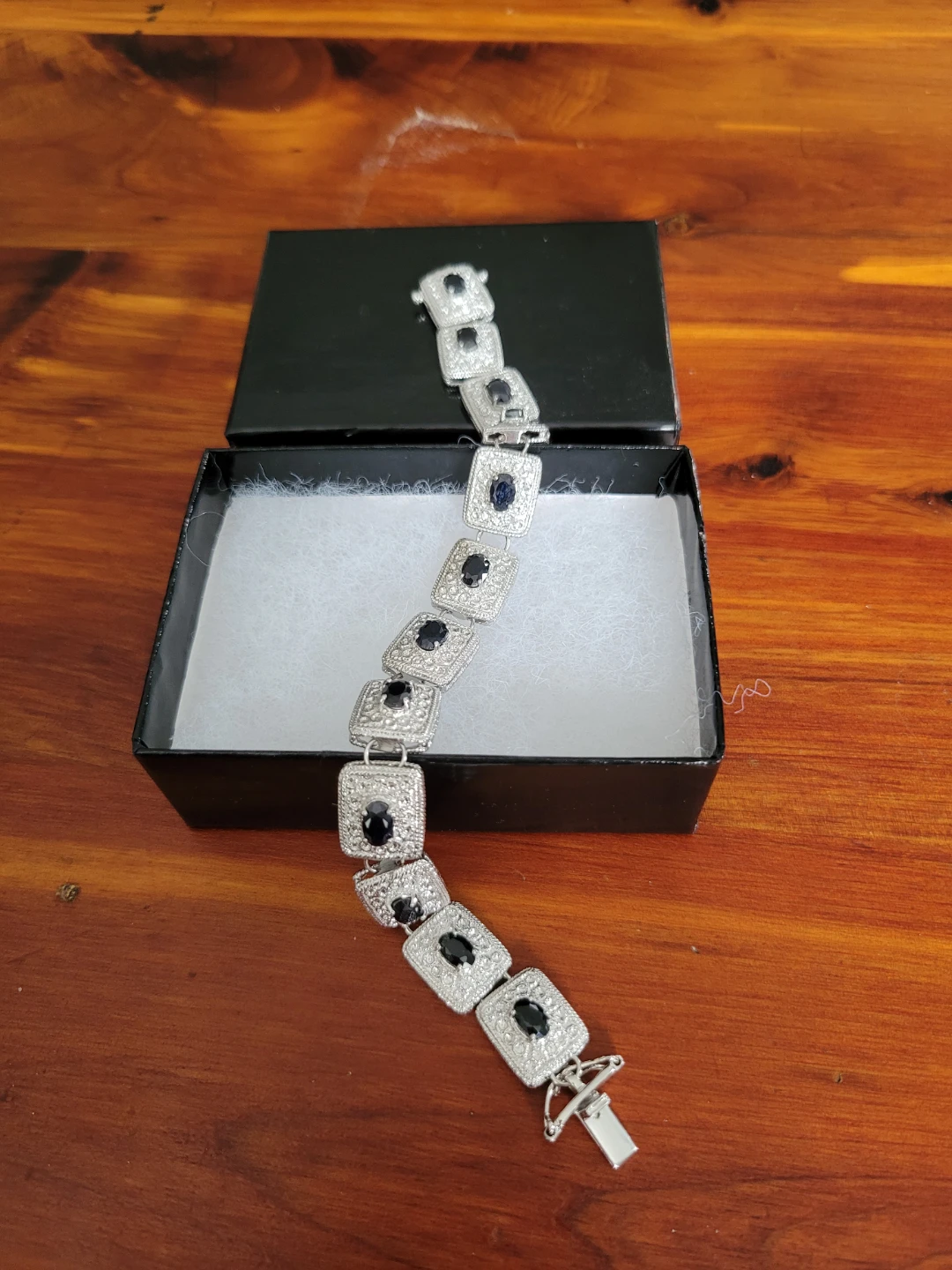 Silver Bracelet with Black Stones