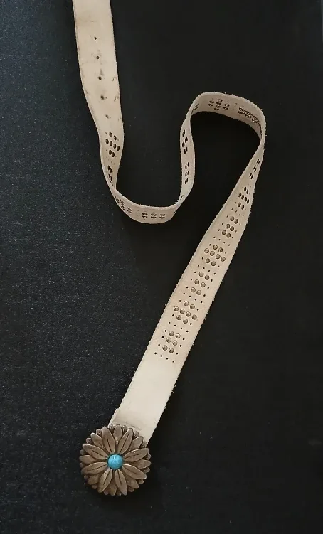 Buffalo Leather Belt with Floral Buckle