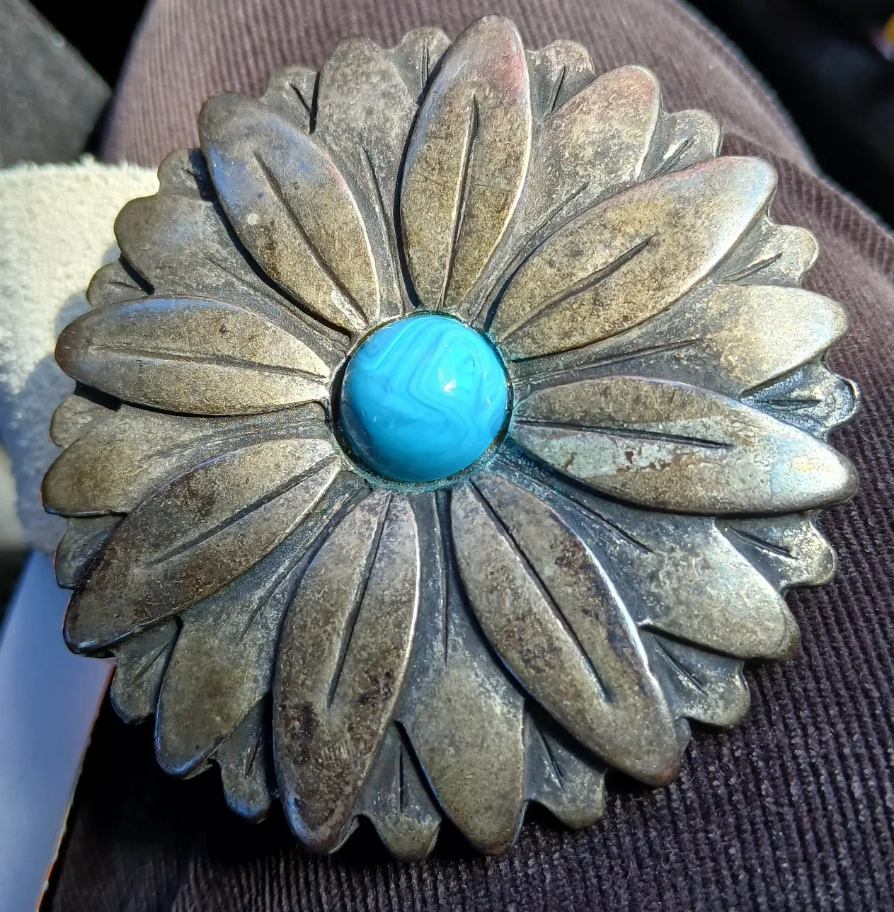 Buffalo Leather Belt with Floral Buckle image indicator(9)