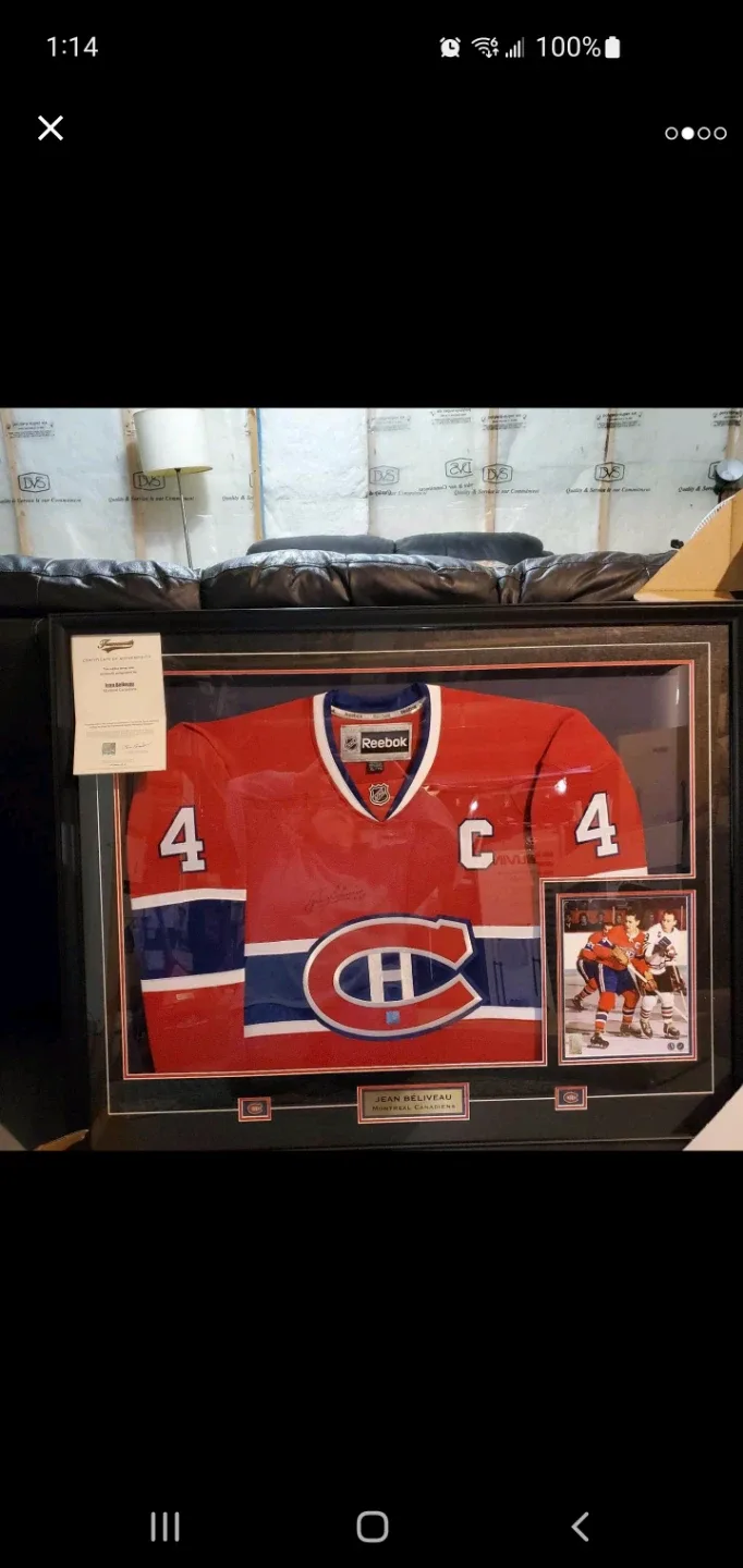 Framed Jean Beliveau Canadiens Jersey - Autographed image indicator(2)