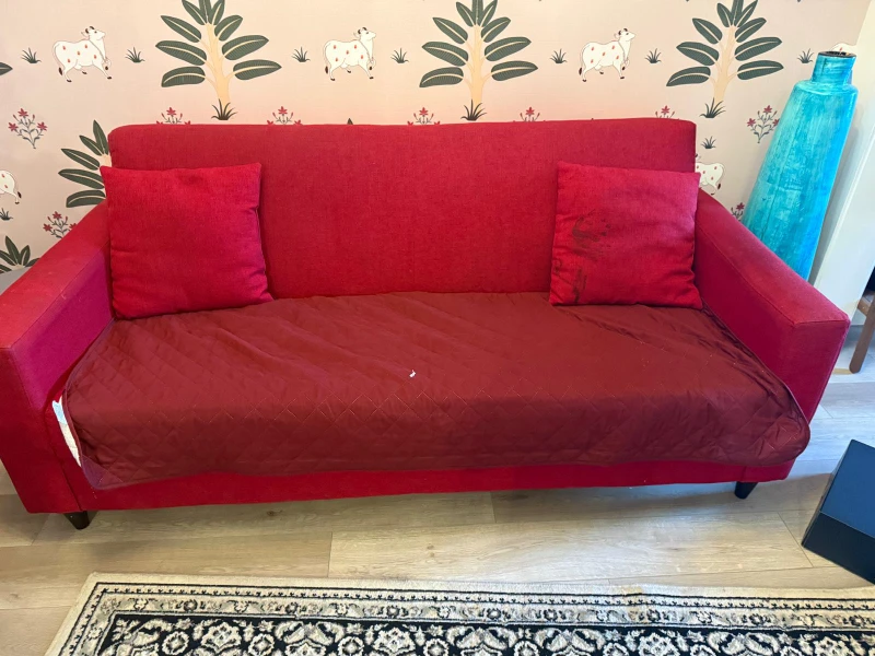 Red Sofa - Perfect for Small Spaces!
