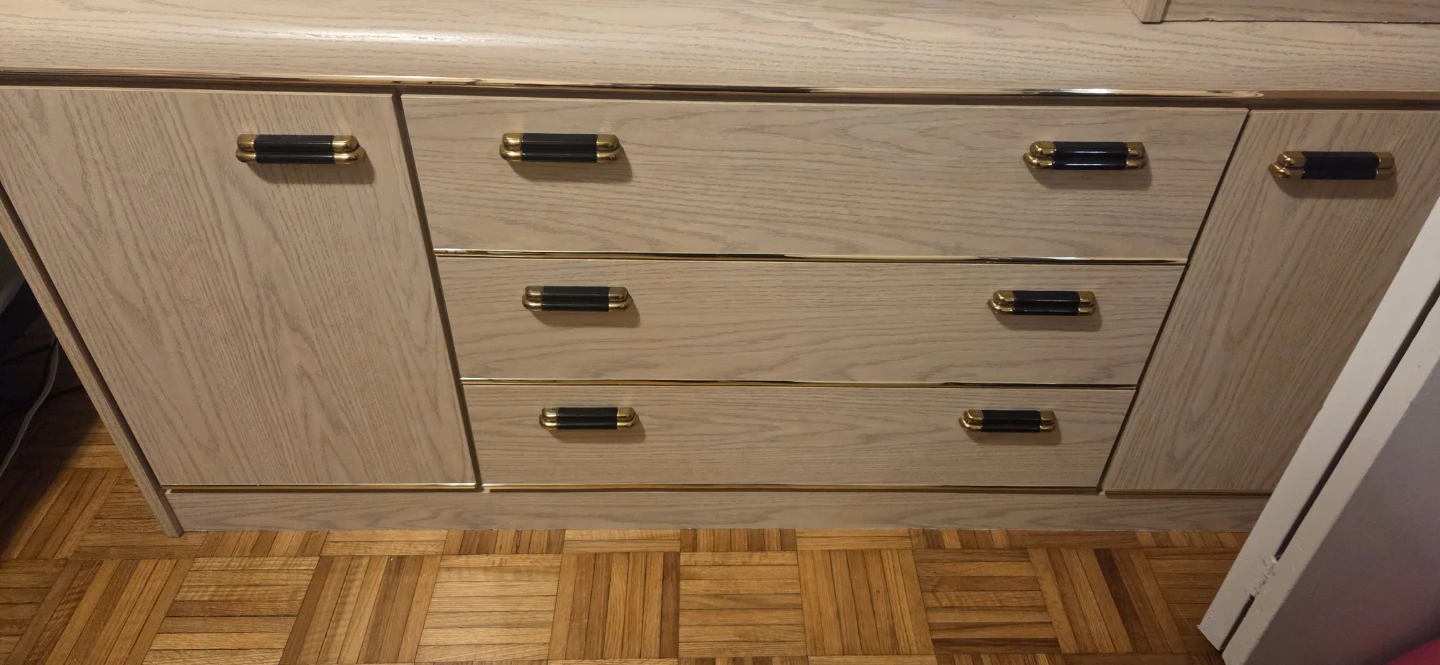 Wooden Dresser with Gold Trim
