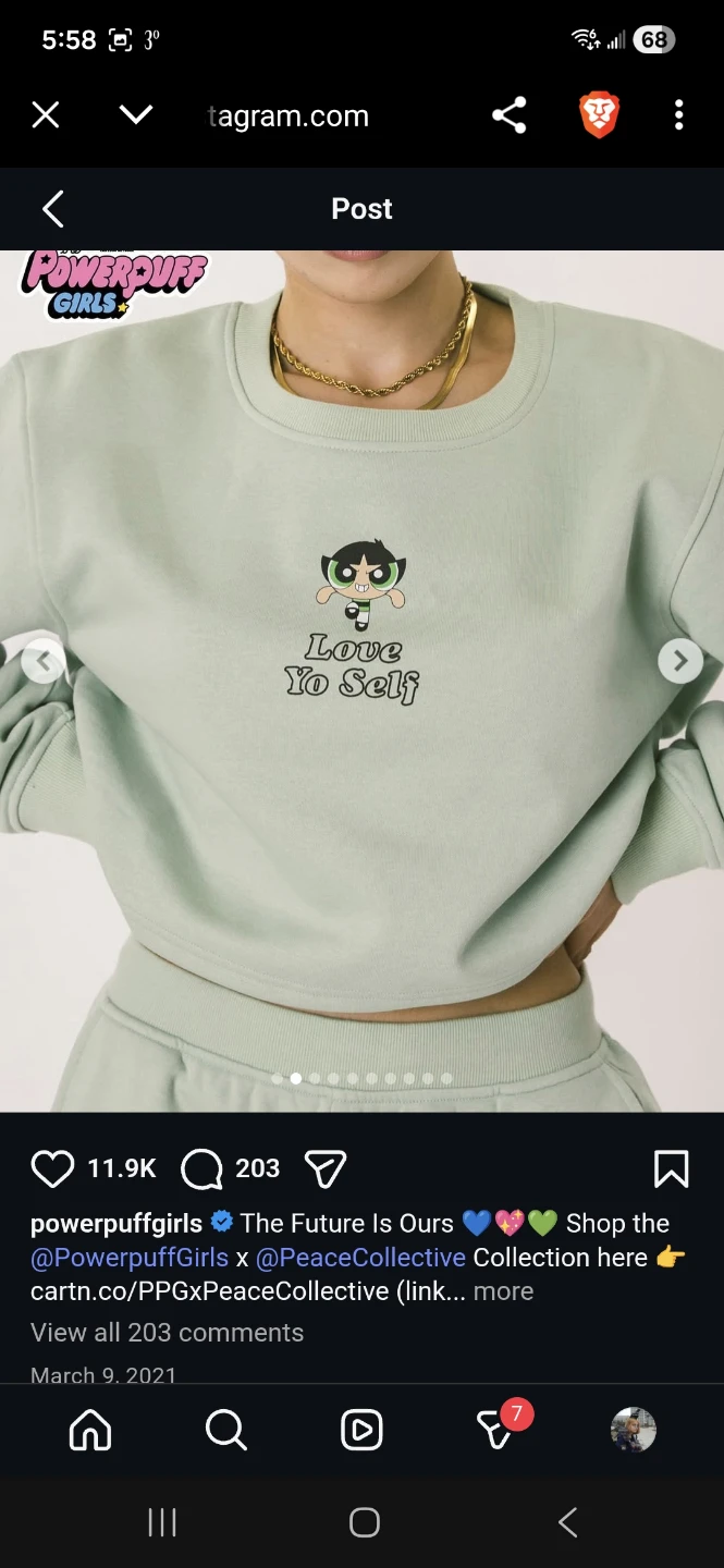 Powerpuff Girls x Peace Collective Cropped Top (Blue Bubbles)
