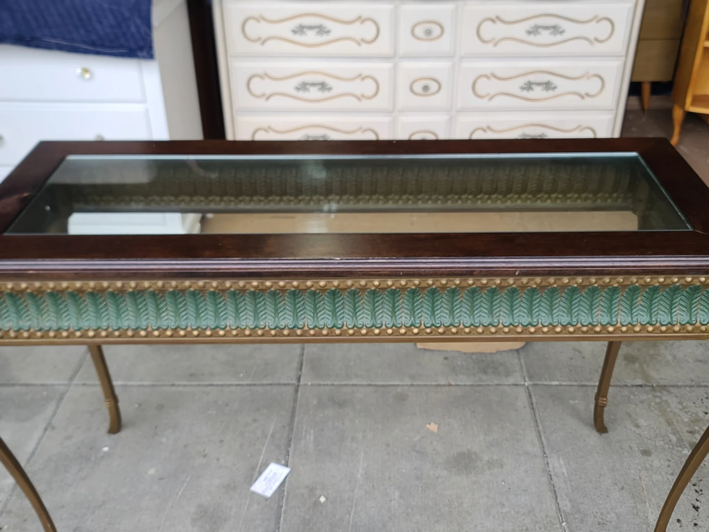 Glass Top Display Table - Brown & Gold Accent - photo 2