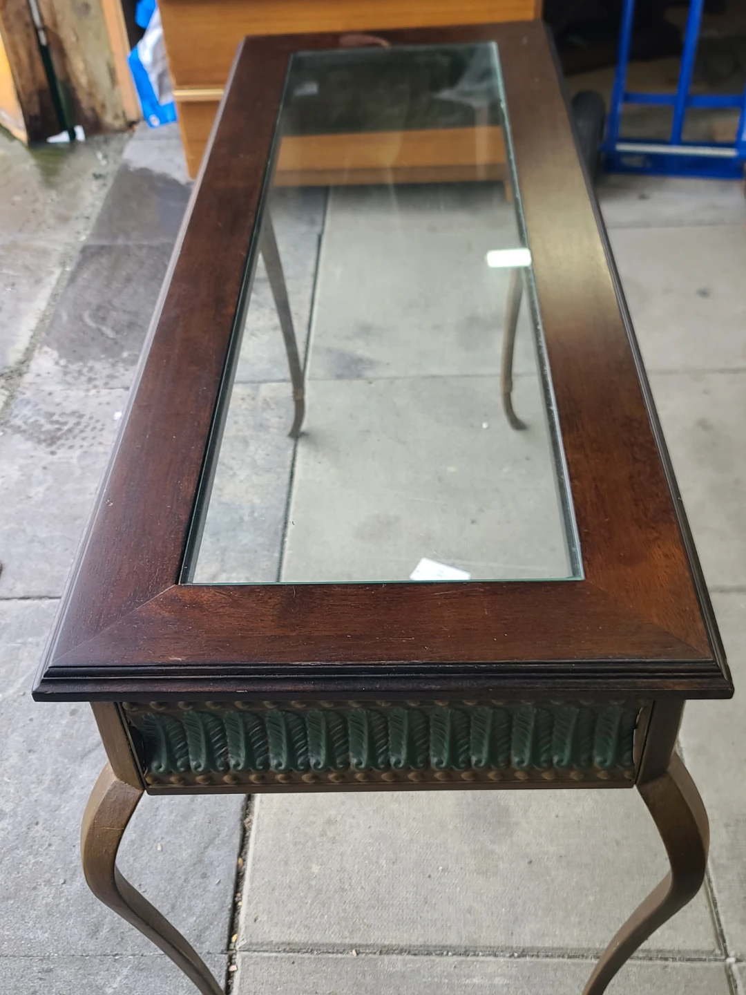 Glass Top Display Table - Brown & Gold Accent - photo 4