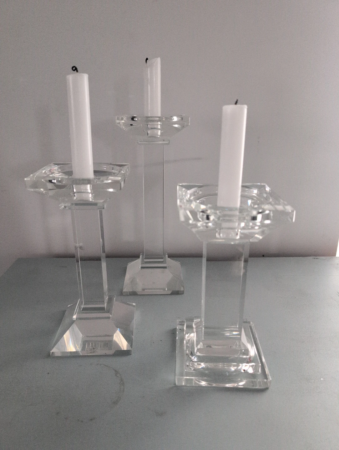 Crystal Candlestick Holders - Set of 3