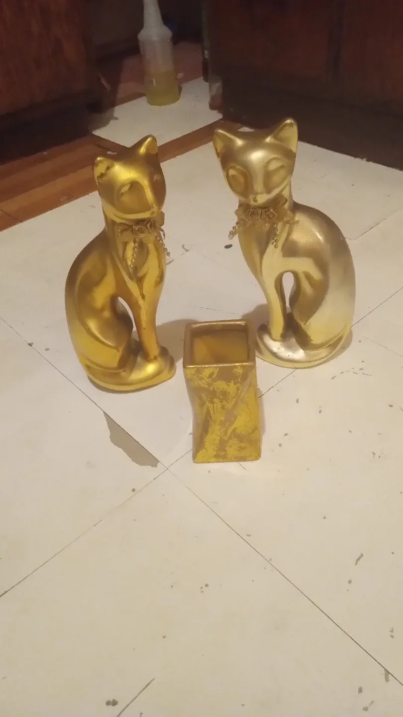 Gold Cat Decorative Figurines (Set of 2) #cleanout