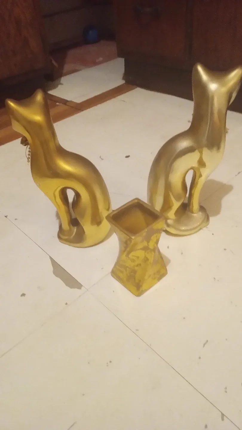 Gold Cat Decorative Figurines (Set of 2) #cleanout image indicator(2)