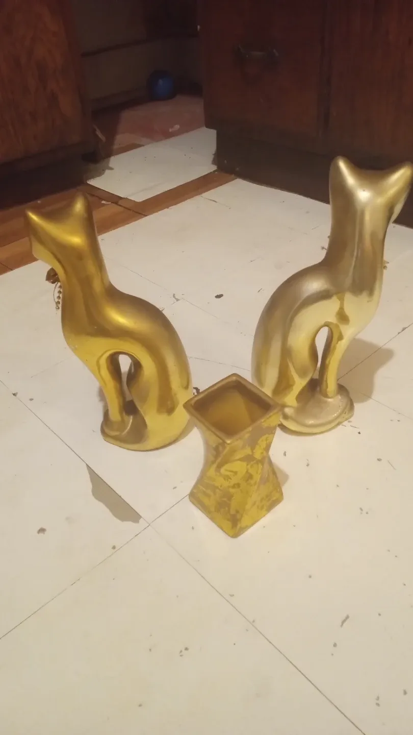 Gold Cat Decorative Figurines (Set of 2) #cleanout image indicator(3)