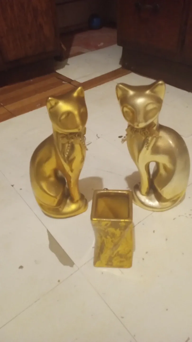 Gold Cat Decorative Figurines (Set of 2) #cleanout image indicator(4)