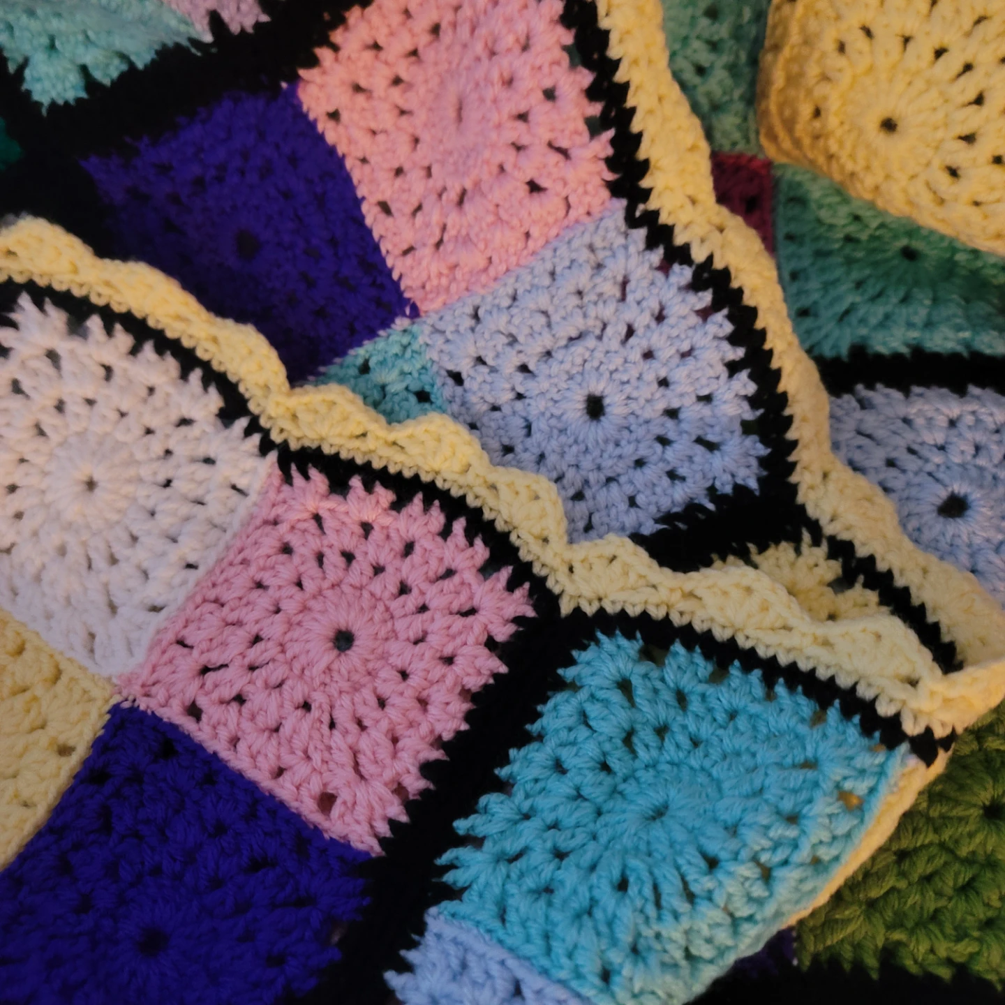 Handmade Crochet Granny Square Blanket 80" × 85" - photo 2