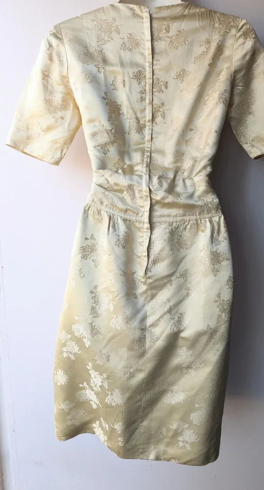 Hand made Vintage light gold Floral Dress sz Small/Medium image indicator(4)