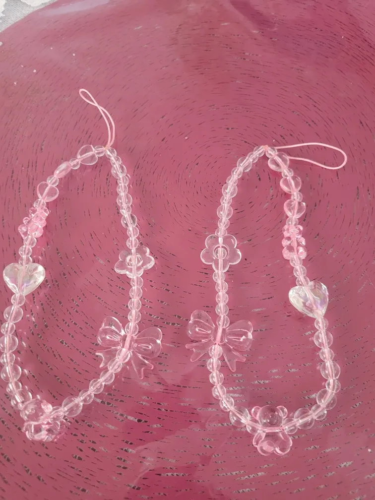 Pink Beaded Phone Charms - Cute Accessories!