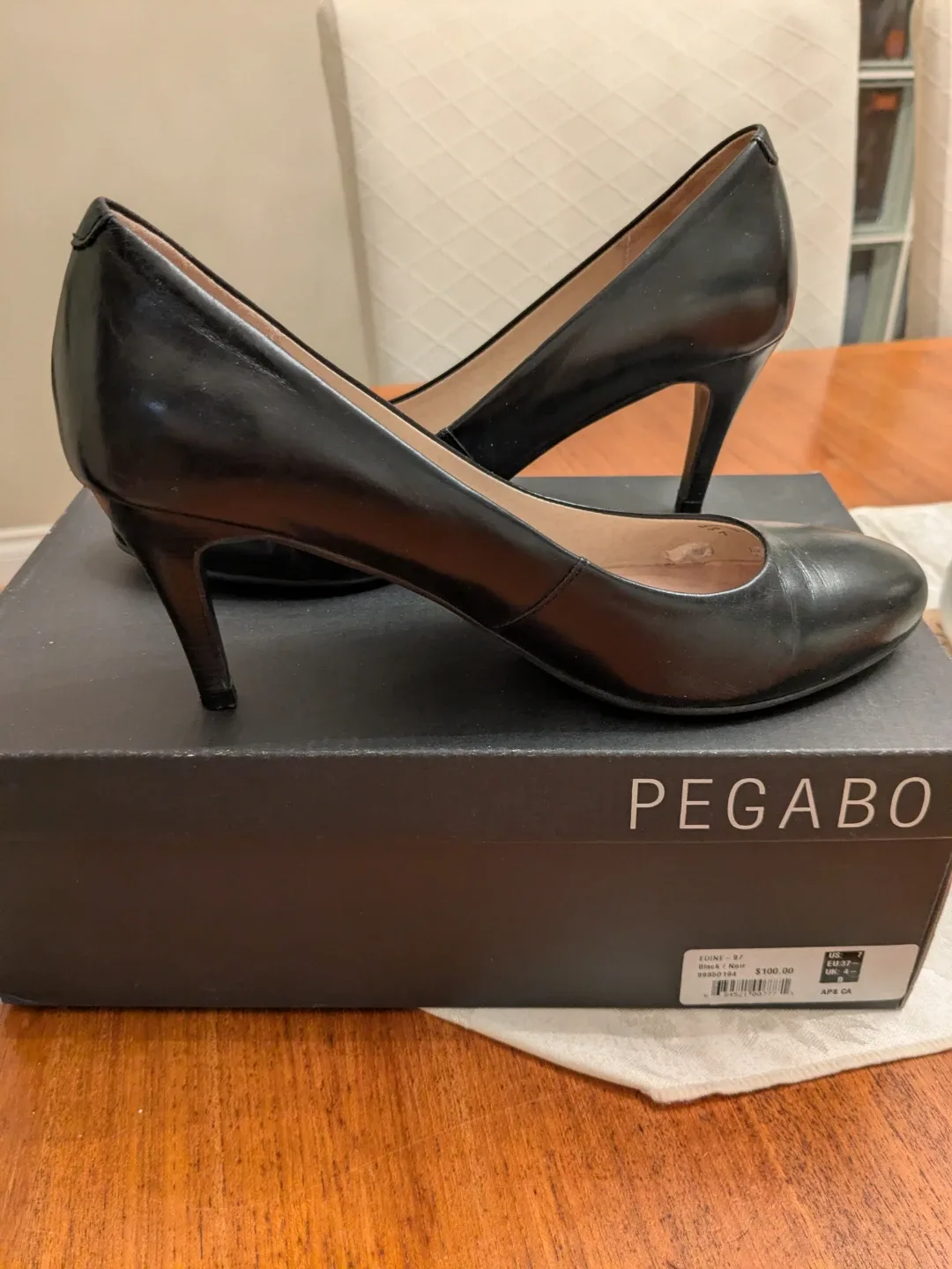 Pegabo Edine Black Heels - Size 7