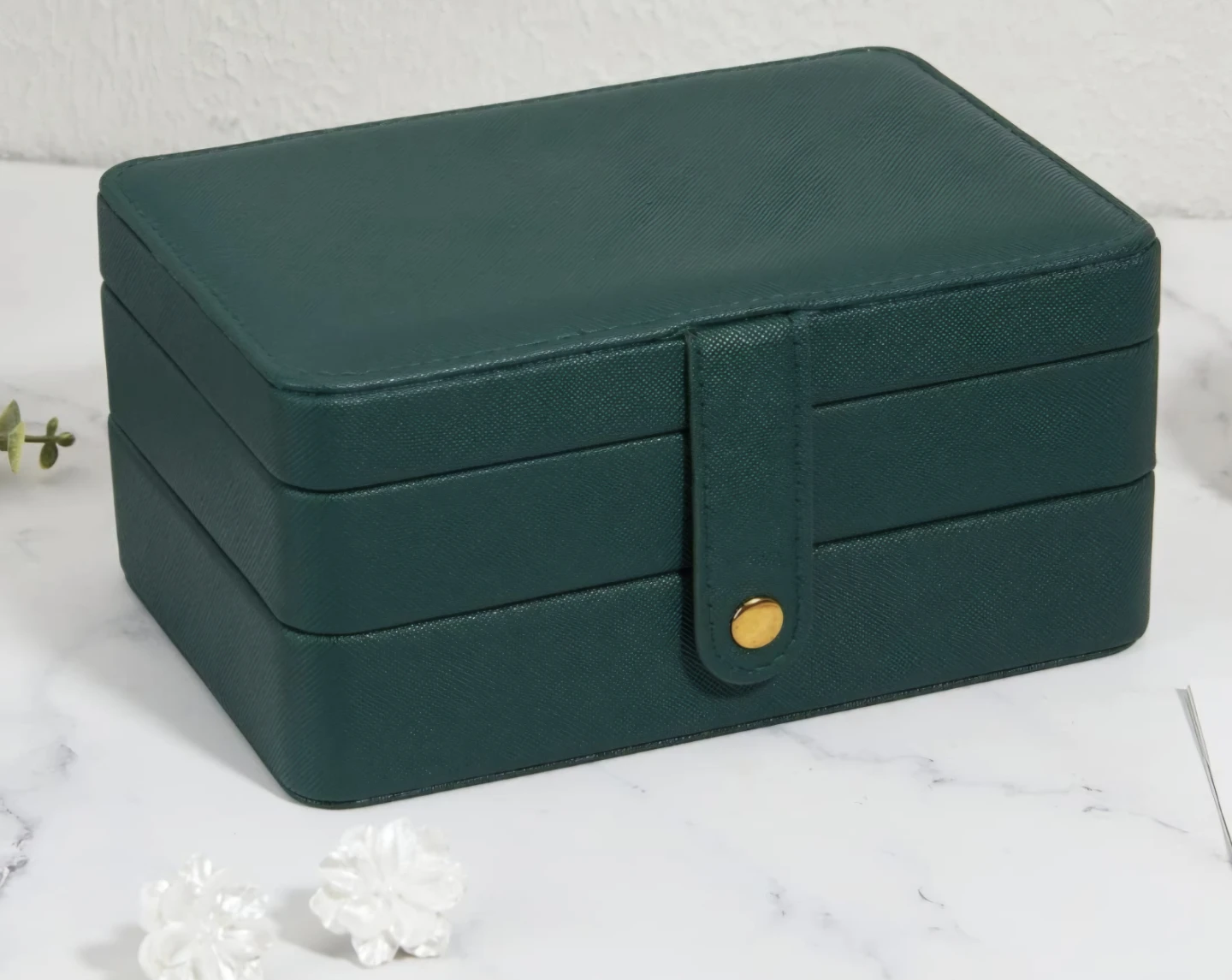 Green PU Leather Made Jewelry box Organizer, 3 Layers New