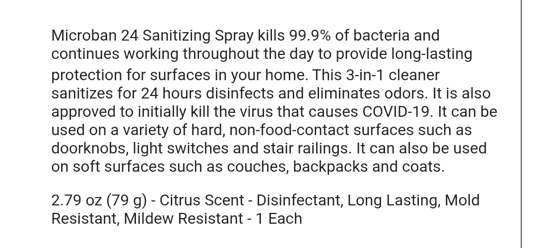 Brand New Microban Professional Sanitizing Spray, Citrus Scent - photo 3