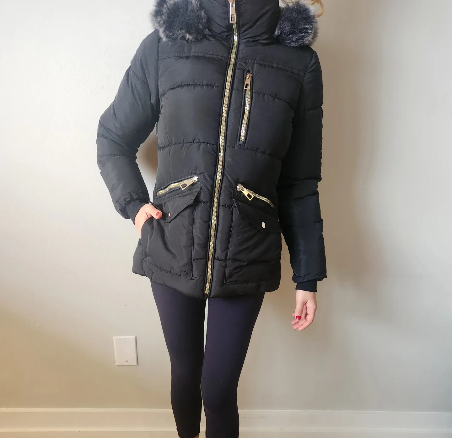 How Dare U Black Puffer Jacket - Size M