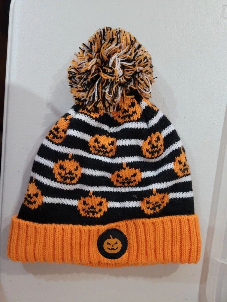 Pumpkin Halloween Beanie - Kids Size