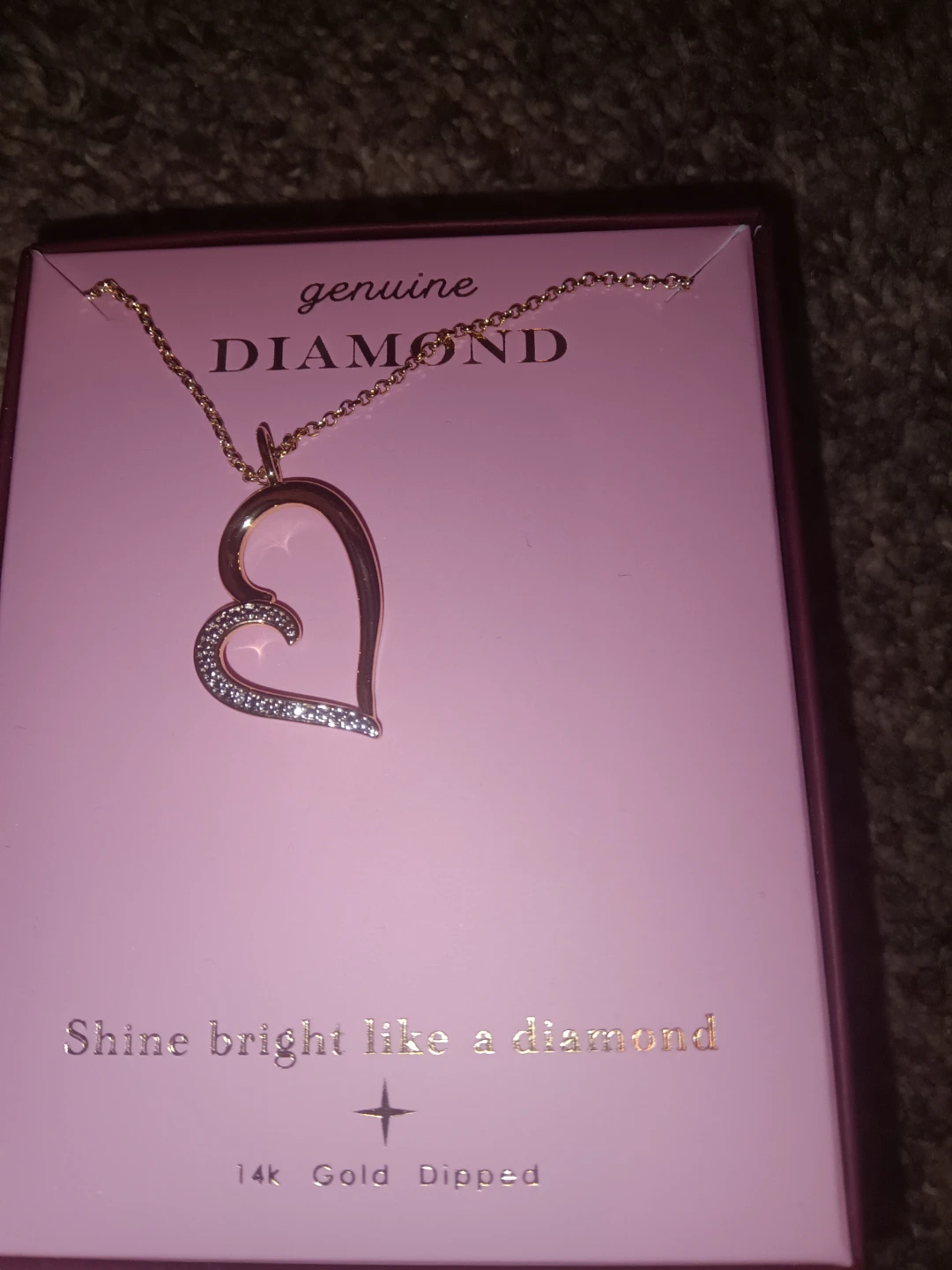 Genuine Diamond Heart Necklace - 14k Gold Dipped - photo 2