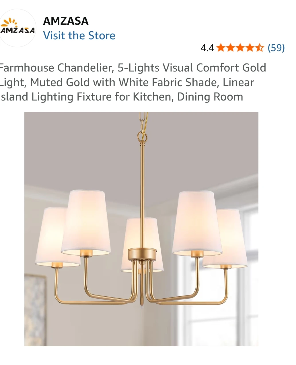 AMZASA Farmhouse 5-Light Chandelier - New in Box!
