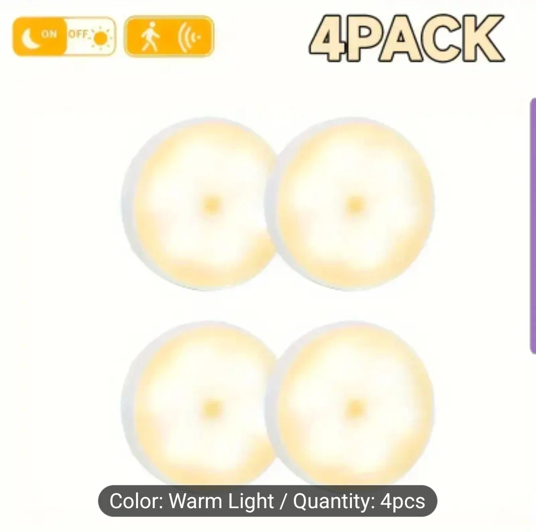 4-Pack Warm Light LED Night Lights Motion Sensor