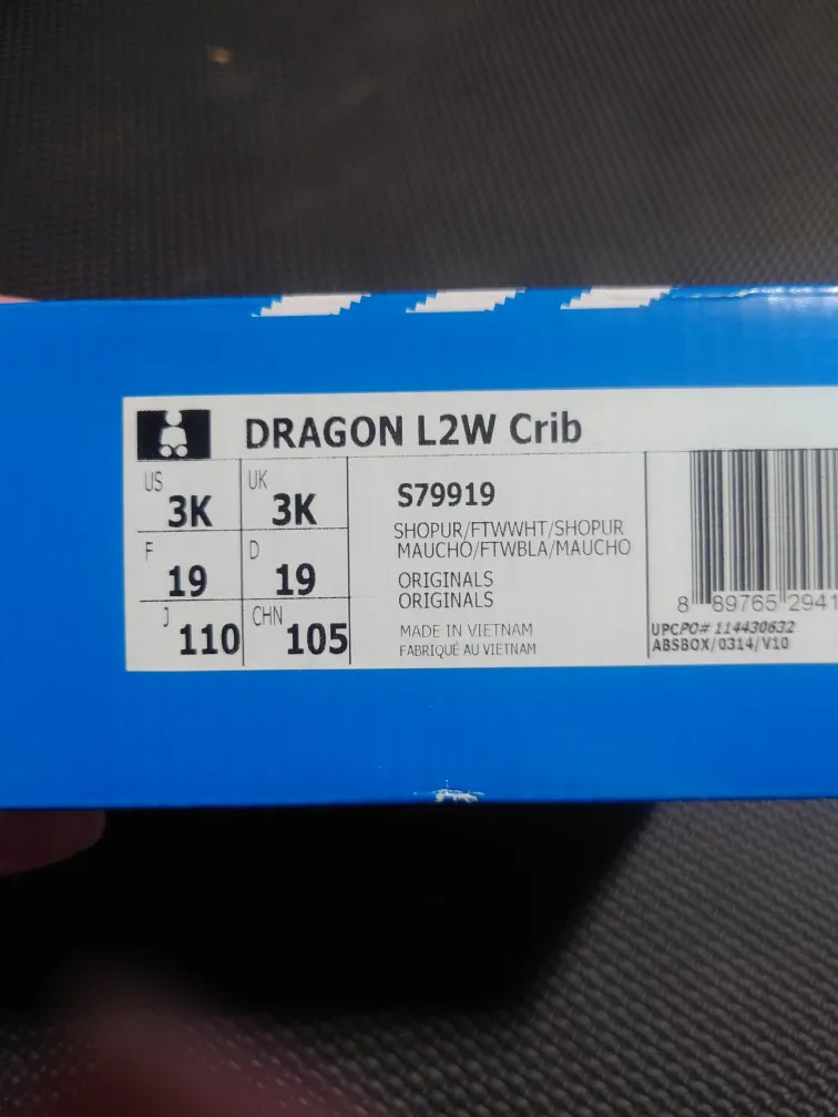 Adidas Dragon L2W Crib Shoes - Size 3K - Purple image indicator(4)