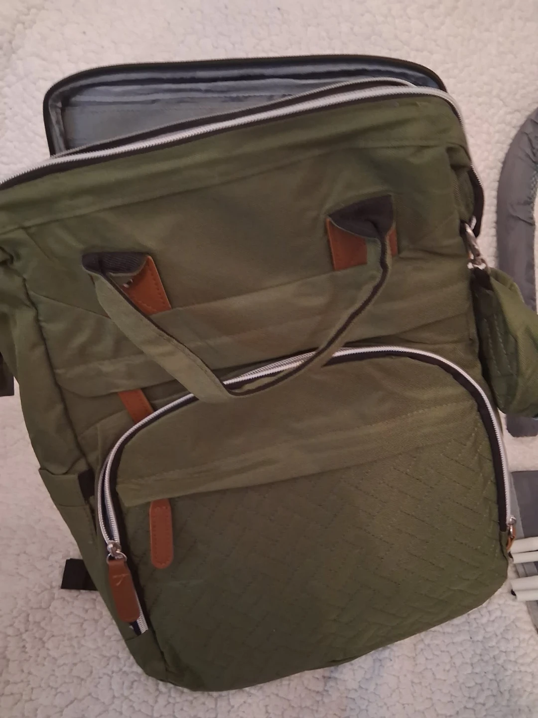 Olive Green Diaper Bag Backpack with Bassinet - photo 4