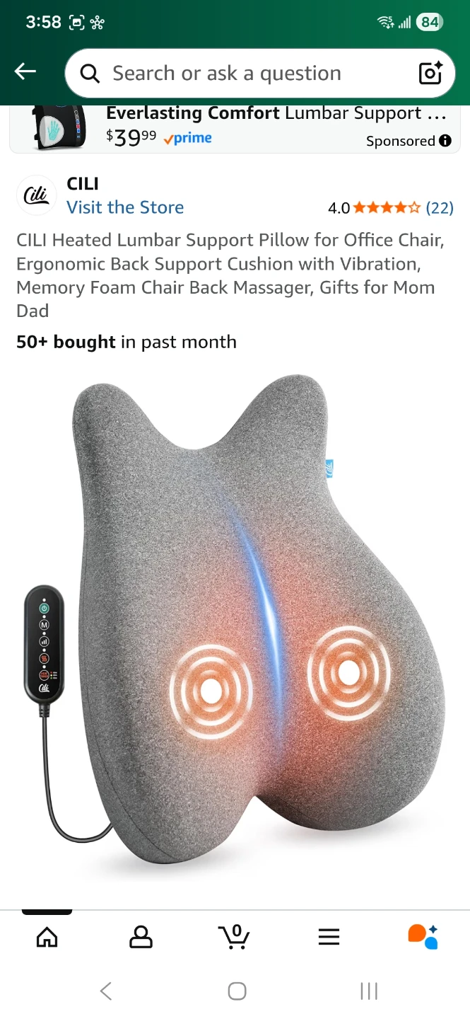 Heated Lumbar Support Pillow