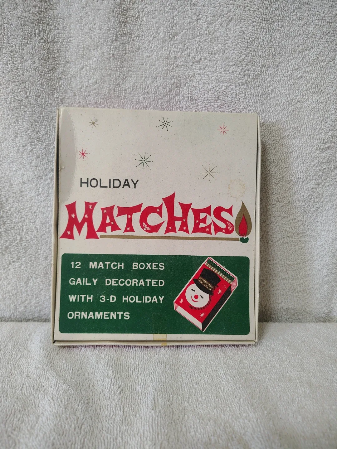 Vintage Holiday Matches w/ 3-D Ornaments