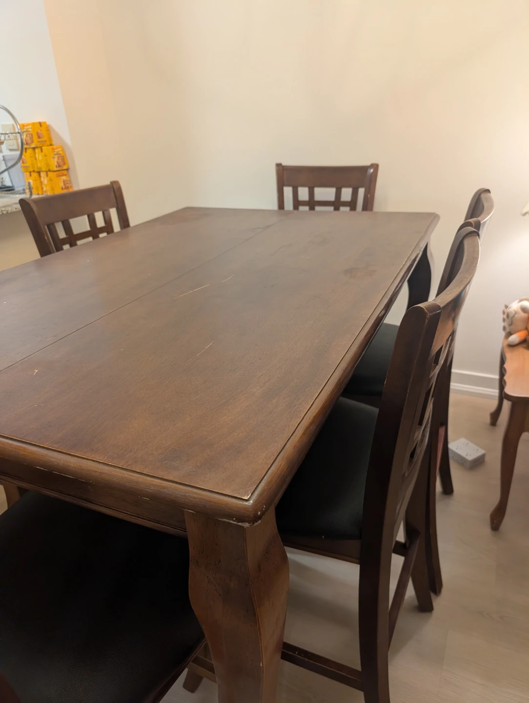 Extendable Dining Table with 6 Chairs - Brown Wood - photo 2