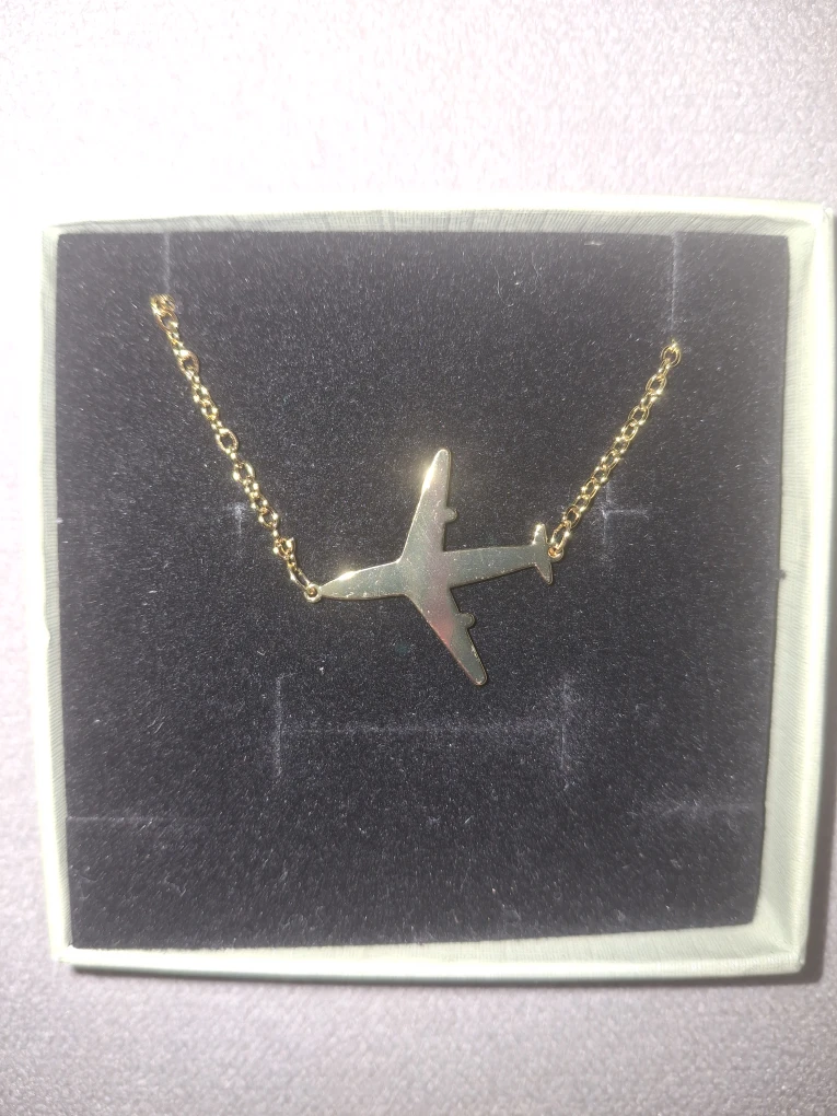 Gold Airplane Necklace