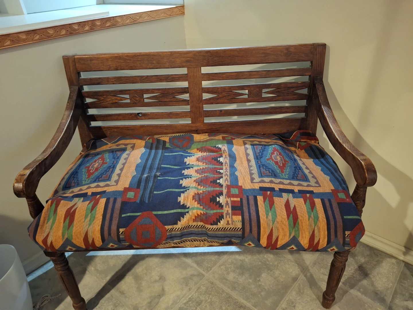 Wooden Bench with Cushion