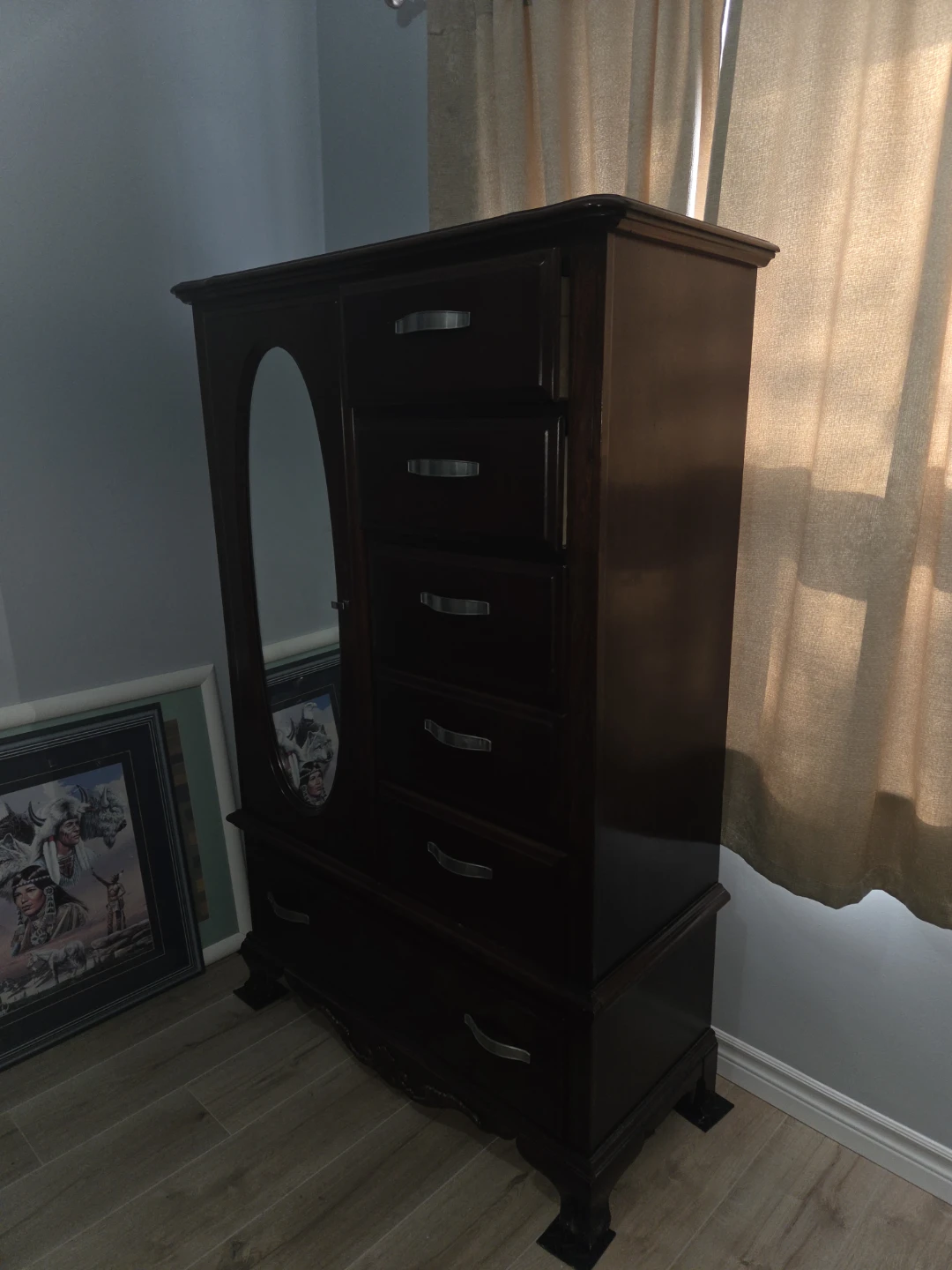 Dark Wood Dresser with Mirror - photo 3