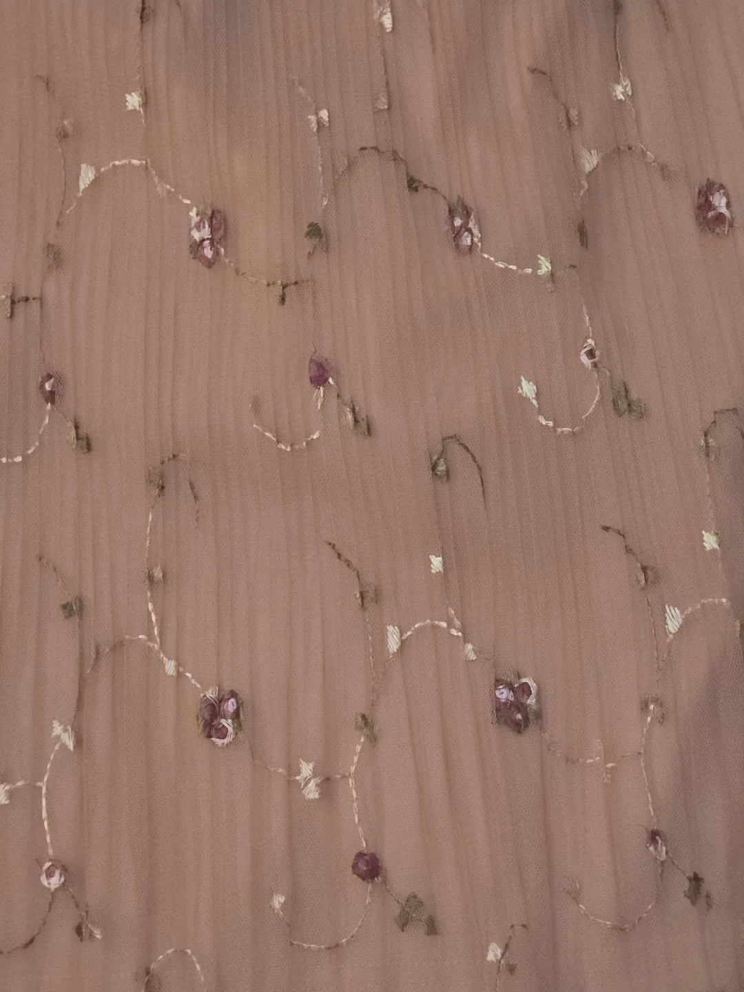 Peach Floral Embroidered Tulle Skirt - photo 4