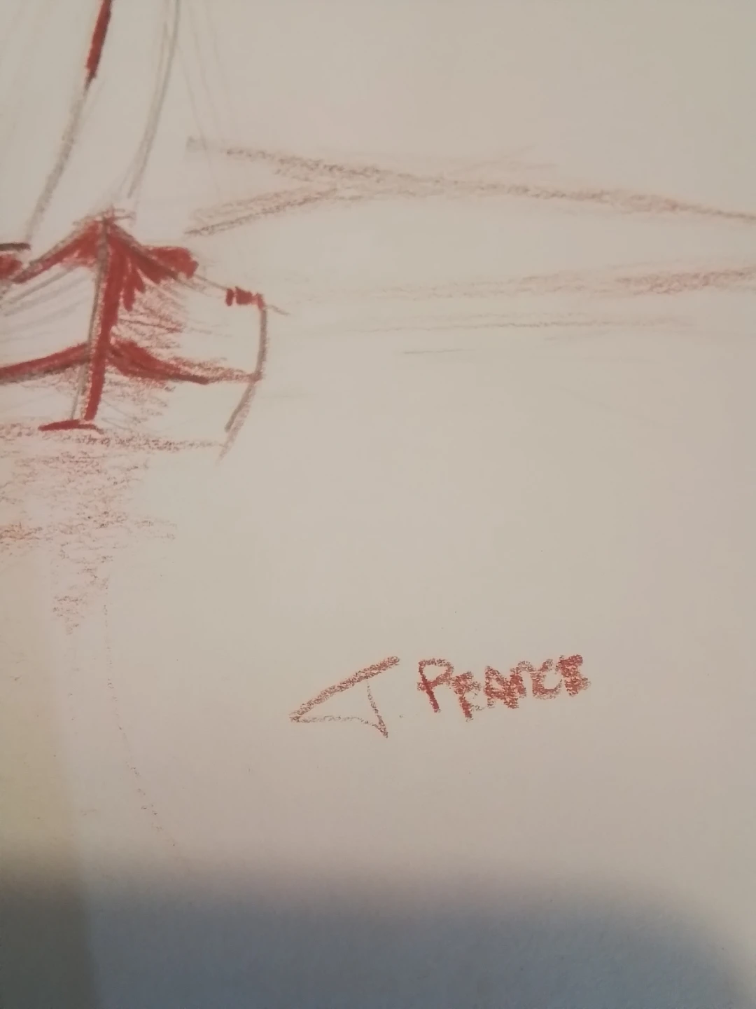 Framed Sailboat Sketch by T. Pearce - photo 4
