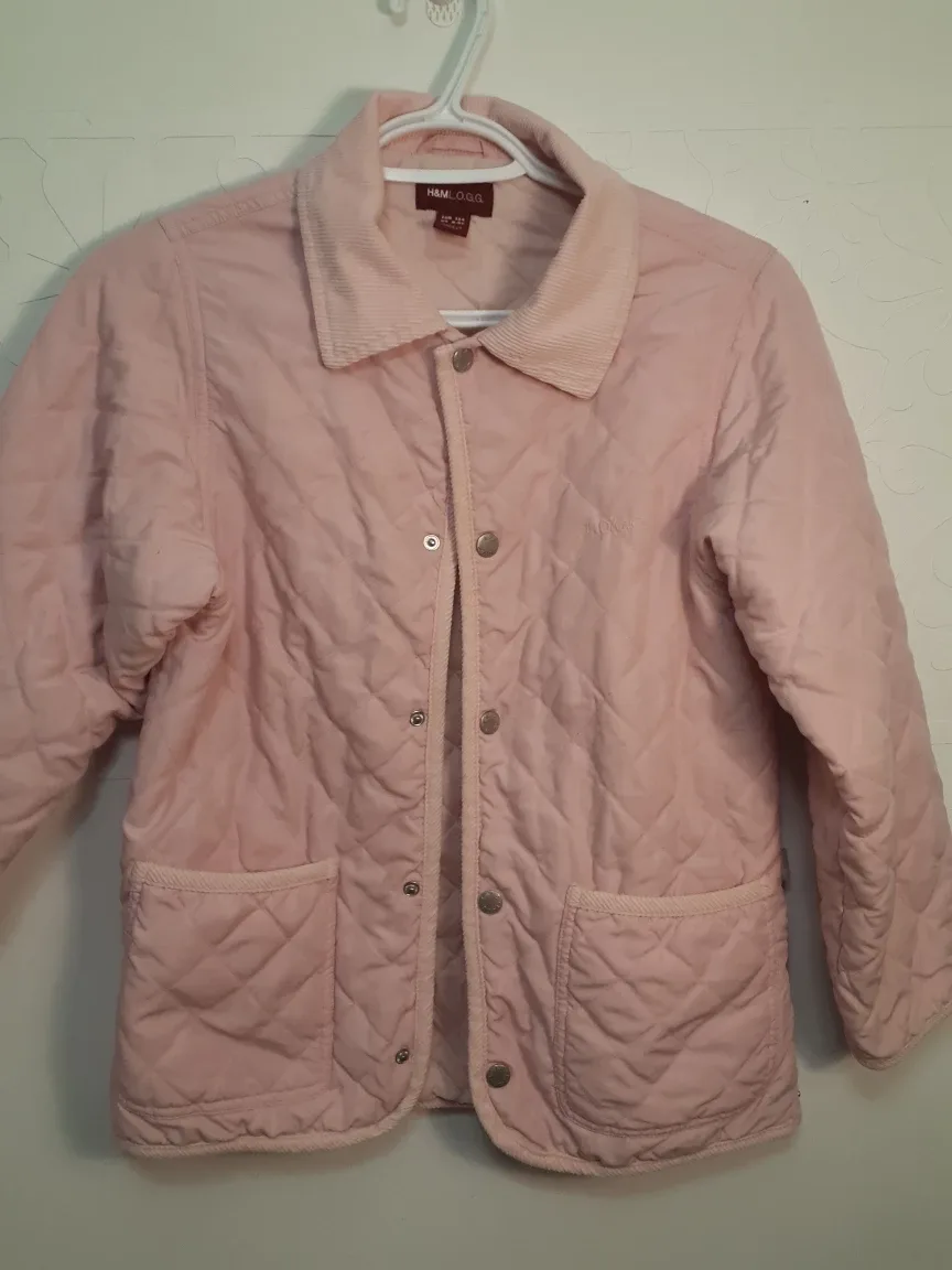 H&M L.O.G.G. Pink Quilted Jacket Size 8-9Y