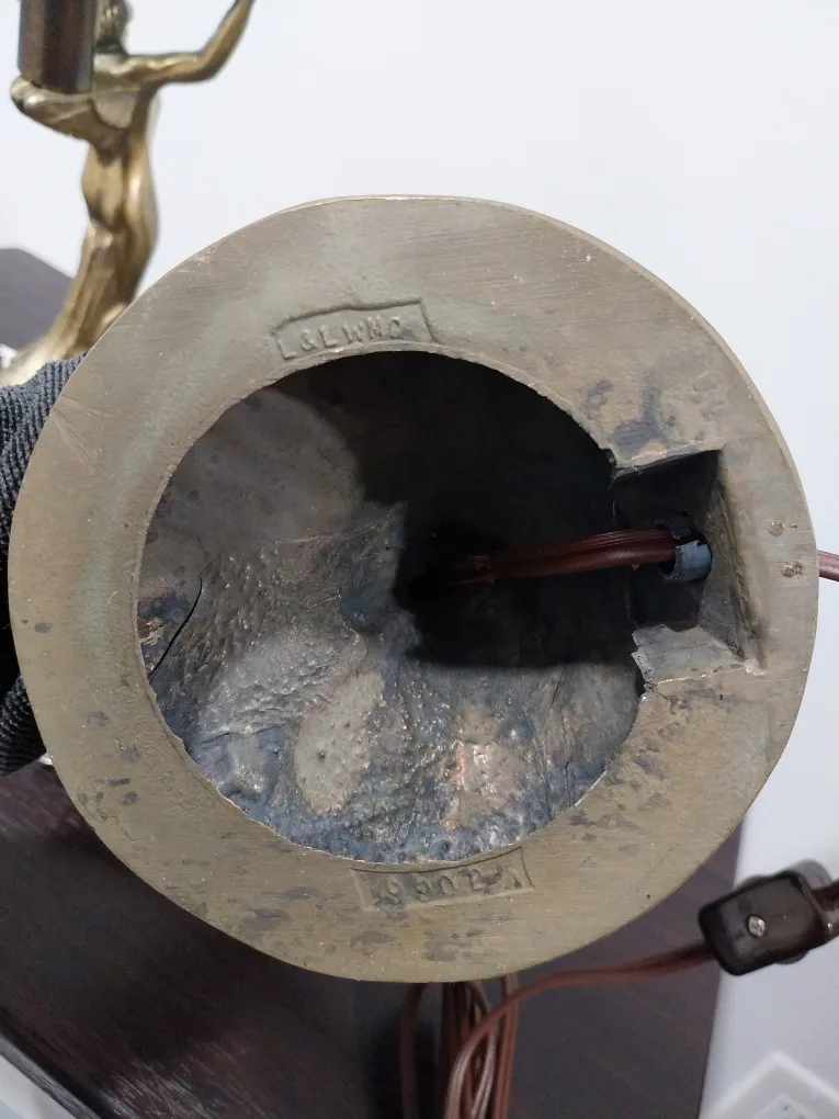 Art Deco Lady Sculpture Victory Metal Table Lamp Pair image indicator(9)