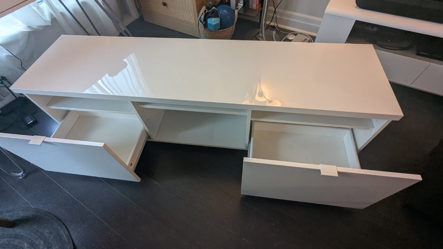IKEA BYÅS TV Bench - High Gloss White - photo 2