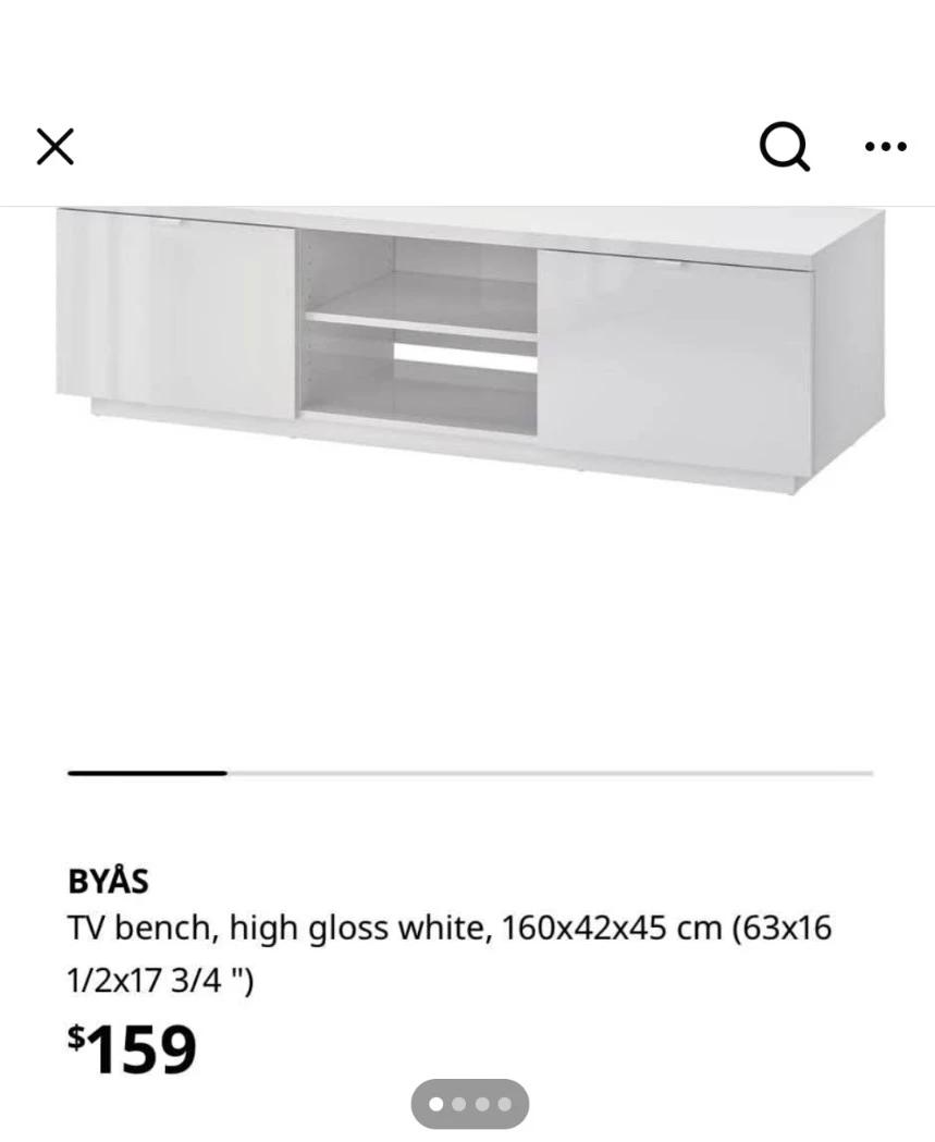 IKEA BYÅS TV Bench - High Gloss White - photo 3