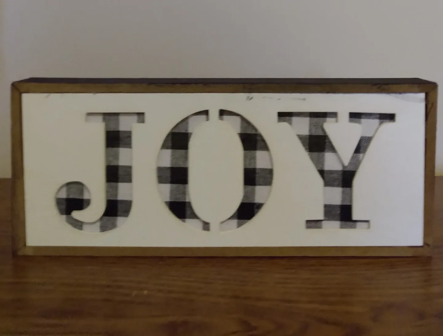 JOY Buffalo Check Wooden Sign
