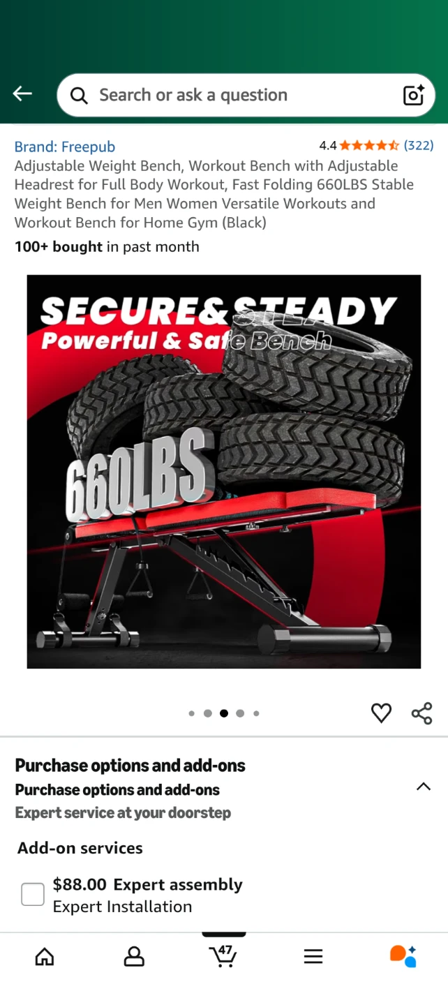 FreePub Adjustable Weight Bench - Like New! - photo 5