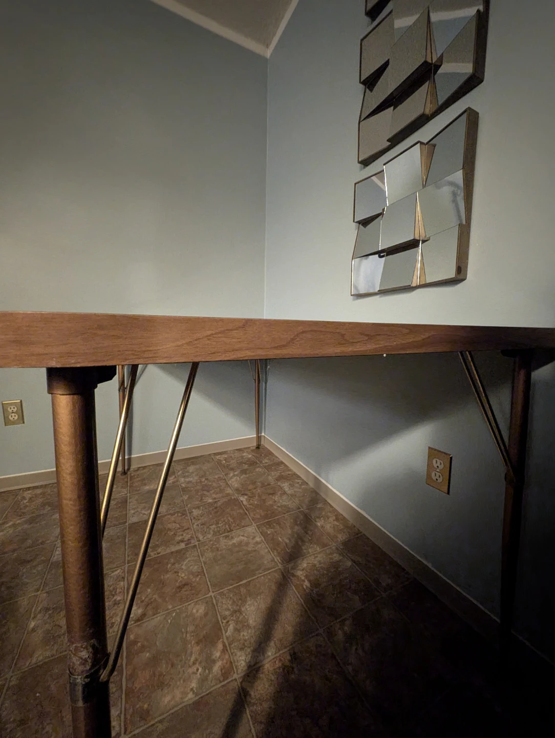 Vintage Brown Table with Metal Legs - photo 2